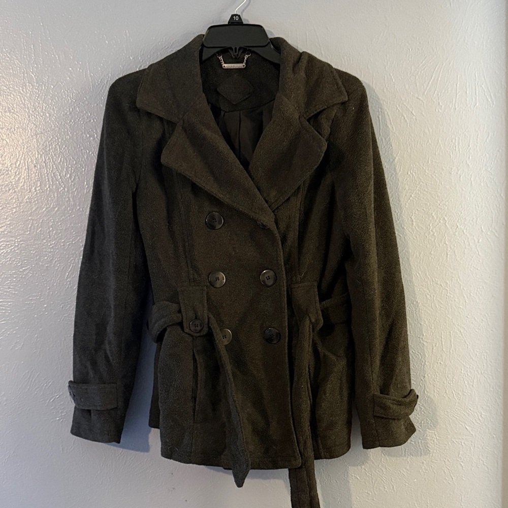 Women's Double-Breasted Peacoat Gray Jacket
